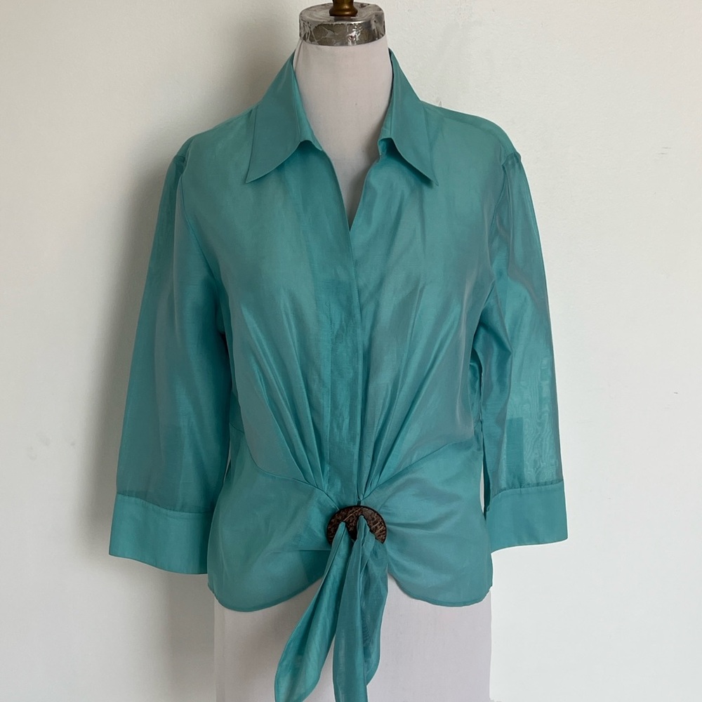 Lafayette 148 New York Teal Top Size 12